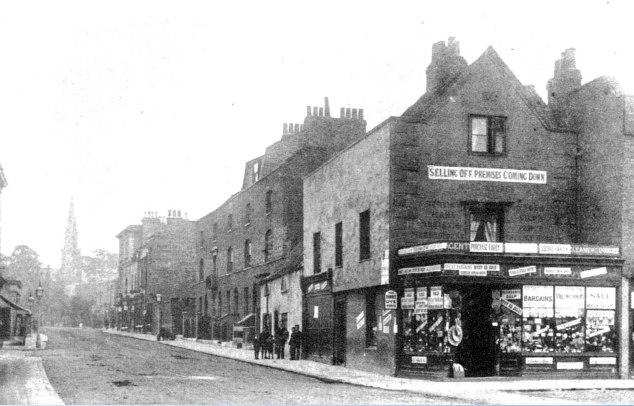 Corner Denmark Hill and Coldharbour Lane, 1889 buidlings replaced a few years later by the Metropole Theatre Southwark Library