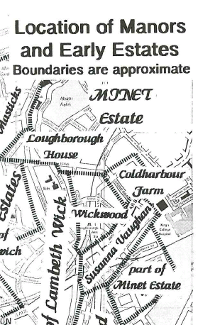Extract from Location of Manors and Early Estates Alan Piper Brixton Society Collection