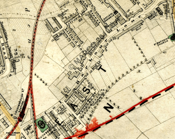 Extract from Stanford's Library Map of London, 1862