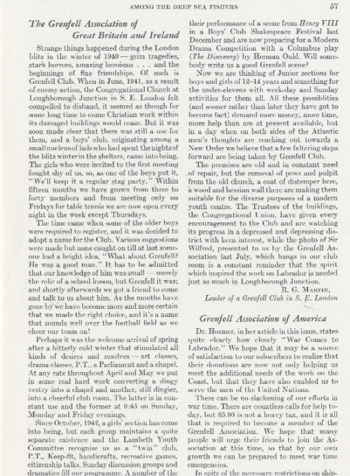 The Grenfell Association of GB &amp; Ireland July 1943