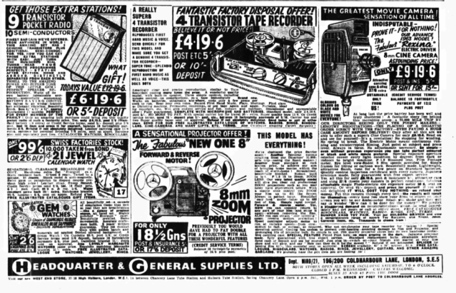 Headquarters & General Supplies Daily Mirror Nov 17 1962